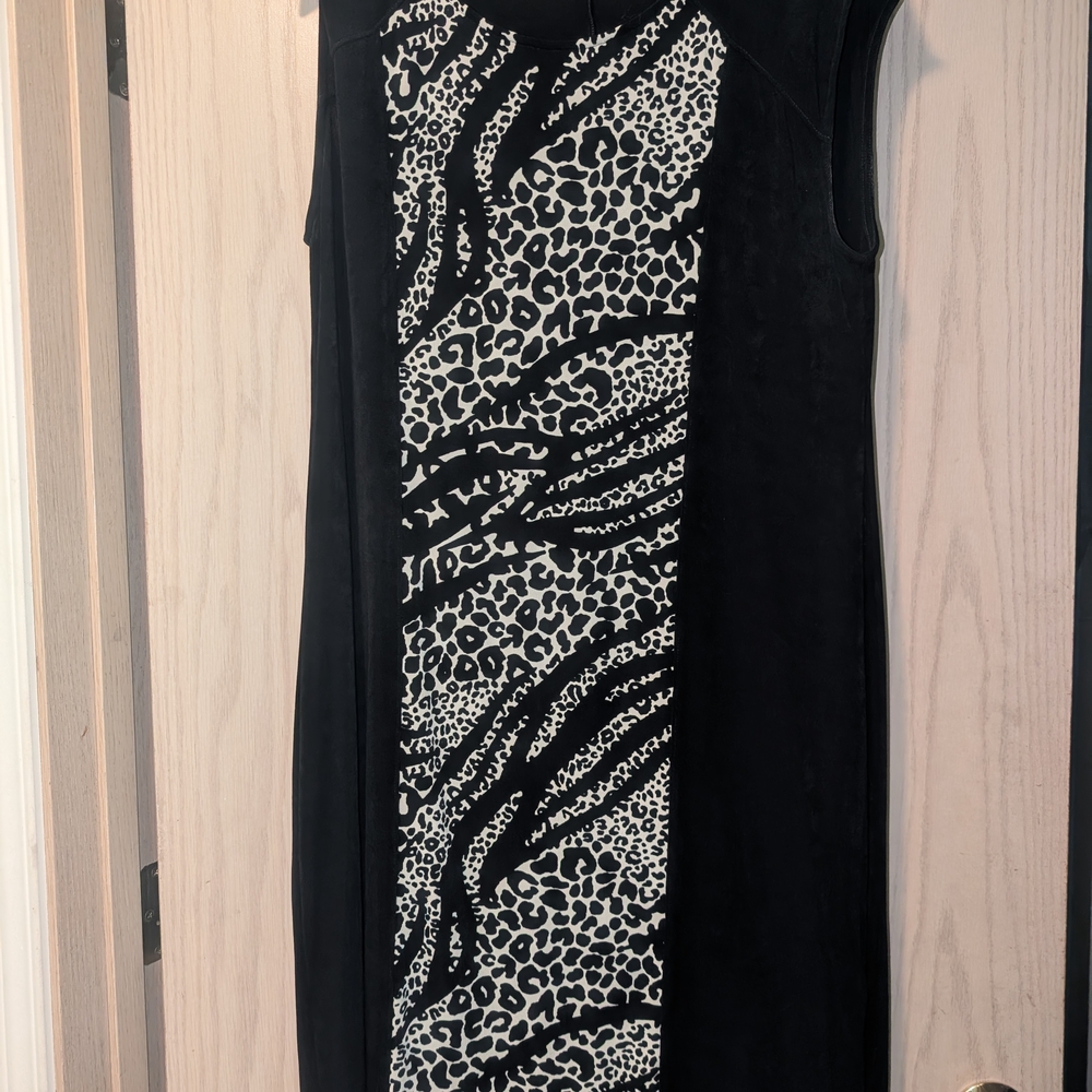Chico's Black and White Patterned Midi Dress